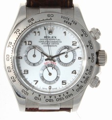 AUTHENTIC ROLEX DAYTONA 18K WHITE GOLD CHRONOGRAPH LEATHER BAND 116519