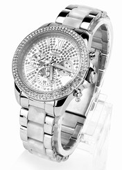 Invicta Watches : 20507 Silver Crystal-set Dial Fixed Stainless Steel Set With Crystals Band Women Watch