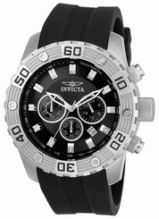 Invicta Watches : 21825 Black Dial Chronograph Date Black Polyurethane Men Watch