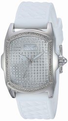 Invicta Watches : 22118 Quartz Analog Crystal Pave Dial Crystal Bezel White Silicone Women Watch