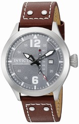 Invicta Watches : 22182 Quartz Grey Dial Day Date Brown Leather Men Watch