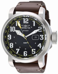 Invicta Watches : 22250 Quartz Analog GMT Date Brown Leather Men Watch