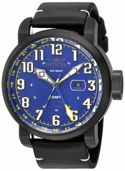 Invicta Watches : 22254 Quartz Blue Dial Date Black Leather Men Watch