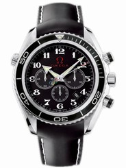 Omega Watches : 222.32.46.50.01.001 45.5mm Automatic Chronometer Olympic Timeless Black Dial Stainless Steel Case With Black Leather Strap Men Watch