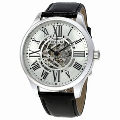 Invicta Watches : 22566 Automatic Skeleton Dial Black Leather Men Watch