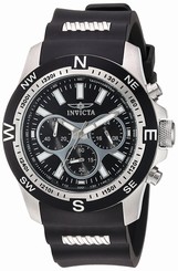 Invicta Watches : 22679 Black Dial Chronograph Date Black Silicone Men Watch