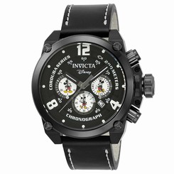 Invicta Watches : 22757 Disney Limited Edition Chronograph Date Black Leather Men Watch