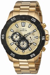 Invicta Watches : 22789 Gold Dial Chronograph Gold Tone Stainless Steel Men Watch