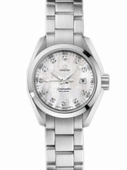 Omega Watches : 231.10.30.61.55.001 30mm Automatic Chronometer Aqua Terra Jewellery Teak White Mother Of Pearl Dial Stainless Steel Case, Diamonds With Stainless Steel Bracelet Women Watch