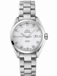Omega Watches : 231.10.34.20.55.001 34mm Automatic Chronometer Aqua Terra White Mother Of Pearl Dial Stainless Steel Case, Diamonds With Stainless Steel Bracelet Women Watch