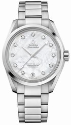Omega Watches : 231.10.39.21.55.002 Quartz White Mother of Pearl Diamond Dial Date Stainless Steel (38.5mm) Women Watch