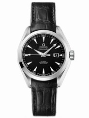 Omega Watches : 231.13.34.20.01.001 34mm Automatic Chronometer Aqua Terra Black Dial Stainless Steel Case With Black Leather Strap Women Watch