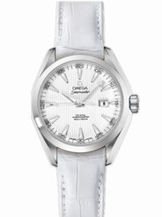 Omega Watches : 231.13.34.20.04.001 34mm Automatic Chronometer Aqua Terra White Dial Stainless Steel Case With White Leather Strap Men Watch