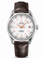 Omega Watches : 231.13.42.21.02.002 41.5mm Chronometer Aqua Terra Silver Dial Stainless Steel Case With Brown Leather Strap Men Watch