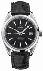 Omega Watches : 231.13.42.21.06.001 41.5mm Chronometer Aqua Terra Black Dial Stainless Steel Case With Black Leather Strap Men Watch