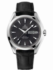 Omega Watches : 231.13.43.22.06.001 43mm Automatic Chronometer Aqua Terra Annual Calendar Teak Gray Dial Stainless Steel Case With Black Leather Strap Men Watch