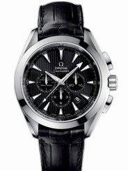 Omega Watches : 231.13.44.50.01.001 44mm Automatic Chronometer Aqua Terra Chronograph Black Dial Stainless Steel Case With Black Leather Strap Men Watch