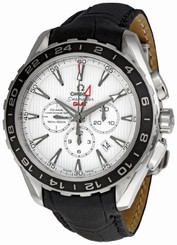 Omega Watches : 231.13.44.52.04.001 44mm Automatic Chronometer Aqua Terra Chronograph White Stainless Steel Case With Black Leather Strap Men Watch