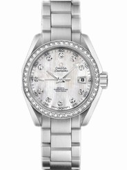 Omega Watches : 231.15.30.20.55.001 30mm Automatic Chronometer Aqua Terra Jewellery Teak White Mother Of Pearl Dial Stainless Steel Case, Diamonds With Stainless Steel Bracelet Women Watch