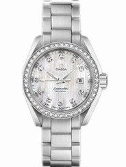 Omega Watches : 231.15.30.61.55.001 30mm Quartz Aqua Terra Jewellery Teak White Mother Of Pearl Dial Stainless Steel Case, Diamonds With Stainless Steel Bracelet Women Watch