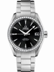 Omega Watches : 231.15.39.21.51.001 38.5mm Automatic Chronometer Aqua Terra Jewellery Black Dial Stainless Steel Case, Diamonds With Stainless Steel Bracelet Men Watch