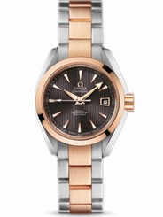 Omega Watches : 231.20.30.20.06.001 30mm Automatic Chronometer Aqua Terra Teak Gray Dial Rose Gold Case With Rose Gold And Stainless Steel Bracelet Women Watch
