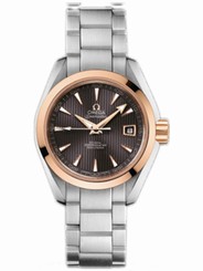 Omega Watches : 231.20.30.20.06.003 30mm Automatic Chronometer Aqua Terra Teak Gray Dial Rose Gold Case With Stainless Steel Bracelet Women Watch