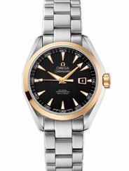 Omega Watches : 231.20.34.20.01.004 34mm Automatic Chronometer Aqua Terra Black Dial Yellow Gold Case With Stainless Steel Bracelet Women Watch