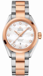 Omega Watches : 231.20.34.20.55.001 Automatic White Mother of Pearl Diamond Dial Date 18k Rose Gold and Stainless Steel Women Watch