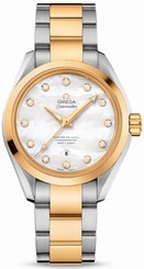 Omega Watches : 231.20.34.20.55.002 Automatic White Mother of Pearl Diamond Dial 18k Yellow Gold and Stainless Steel Bracelet Women Watch