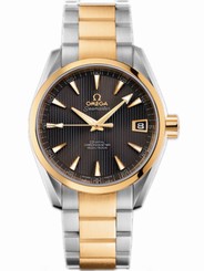 Omega Watches : 231.20.39.21.06.002 38.5mm Automatic Chronometer Aqua Terra Mid Size Teak Gray Dial Yellow Gold Case With Yellow Gold And Stainless Steel Bracelet Men Watch