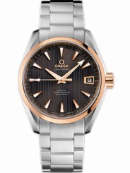 Omega Watches : 231.20.39.21.06.003 38.5mm Automatic Chronometer Aqua Terra Mid Size Teak Gray Dial Rose Gold Case With Rose Gold And Stainless Steel Bracelet Men Watch