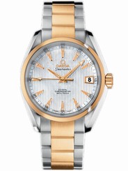 Omega Watches : 231.20.39.21.55.002 38.5mm Automatic Chronometer Aqua Terra Mid Size Automatic Chronometer Aqua Terra Mid Size Teak White Mother Of Pearl Dial Yellow Gold Case, Diamonds With Yellow Gold And Stainless Steel Bracelet Men Watch