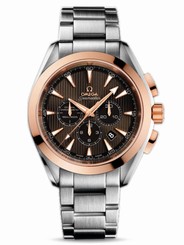 Omega Watches : 231.20.44.50.06.002 44mm Automatic Chronometer Aqua Terra Chronograph Teak Gray Dial Rose Gold Case With Stainless Steel Bracelet Men Watch