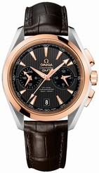 Omega Watches : 231.23.43.52.06.001 Automatic Chronometer GMT Chronograph Date 18k Rose Gold Bezel Brown Leather Men Watch
