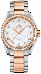 Omega Watches : 231.25.39.21.55.001 Automatic Chronometer White Mother of Pearl Diamond Dial Diamond Bezel 18k Rose Gold and Stainless Steel Women Watch