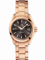 Omega Watches : 231.50.30.20.06.001 30mm Automatic Chronometer Aqua Terra Teak Gray Dial Rose Gold Case And Bracelet Women Watch