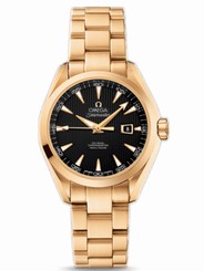 Omega Watches : 231.50.34.20.01.001 34mm Automatic Chronometer Aqua Terra Black Dial Yellow Gold Case With Yellow Gold Bracelet Women Watch