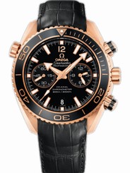 Omega Watches : 232.63.46.51.01.001 45.5mm Automatic Chronometer Planet Ocean Chrono Black Dial Rose Gold Case With Black Leather Strap Men Watch