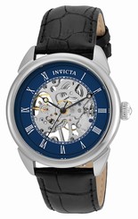 Invicta Watches : 23534 Mechanical Hand Wind Roman Numeral Skeleton Dial Black Leather Men Watch