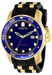 Invicta Watches : 23629 Automatic Blue Dial Date Black Polyurethane Men Watch