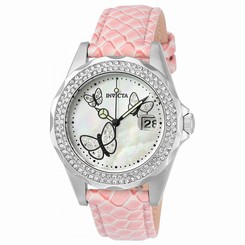 Invicta Watches : 23643 Mother-of-pearl Dial Fixed Stainless Steel Set With 28 Crystal Set Band Men Watch