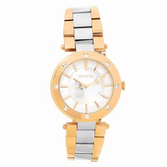 Invicta Watches : 23727 Silver Dial Fixed Rose Gold-plated Set With Crystals Band Women Watch