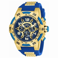 Invicta Watches : 24232 Blue Dial Fixed Yellow Gold-plated With Blue Cable Witre Tr Band Men Watch