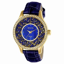 Invicta Watches : 24590 Blue Mother Of Pearl Dial Fixed Yellow Gold-plated Set With Crystals Band Women Watch
