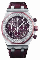 Audemars Piguet Watches : 26048SK.ZZ.D066CA.01 Automatic Stainless Steel Purple Chronograph Dial Purple Rubber Band Women Watch