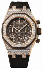 Audemars Piguet Watches : 26092OK.ZZ.D080CA.01 Automatic 18kt Rose Gold With Diamonds Brown Chronograph Dial Brown Rubber Band Women Watch