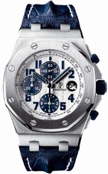 Audemars Piguet Watches : 26170ST.OO.D305CR.01 Automatic Stainless Steel Silver Chronograph Dial Blue Crocodile Leather Band Men Watch