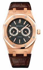 Audemars Piguet Watches : 26330OR.OO.D088CR.01 Automatic 18kt Rose Gold Black Chronograph Dial Brown Crocodile Leather Band Men Watch