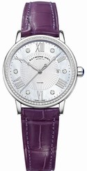 Raymond Weil Watches : 2637-SLS-00966 Automatic Date Mother Of Pearl Dial With Steel On Leather Strap 82 Diamonds Women Watch
